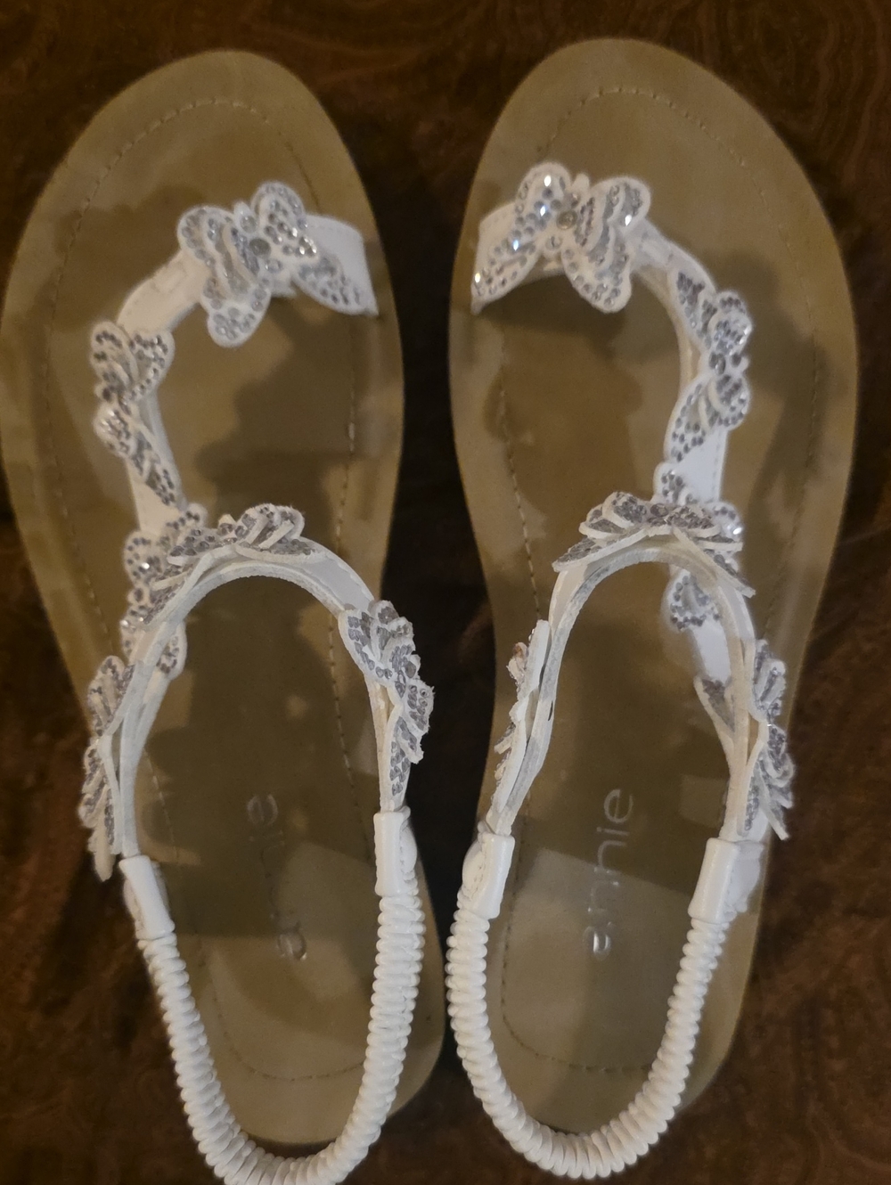 Annie White Butterfly Embellished Women's Sandals - Picture 2 of 7